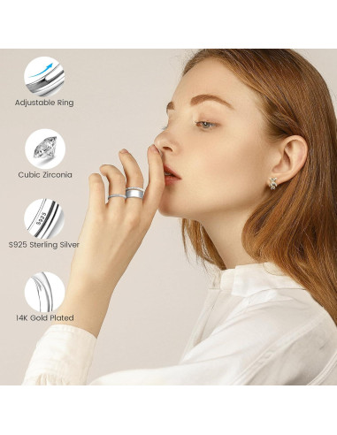 Anillos Apilables Ajustables Baño de Oro 14K para Oura Ring