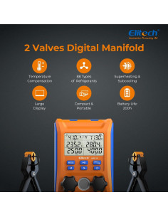 Manómetro Digital Elitech LMG-10 con Mangueras de Carga A/C 2