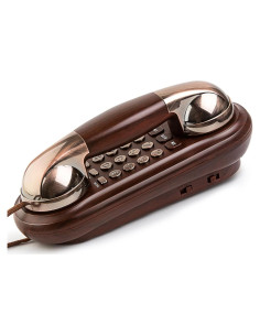 Teléfono de Pared Retro Sangyn de Madera Roja con Timbre Fuerte