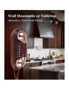 Teléfono de Pared Retro Sangyn de Madera Roja con Timbre Fuerte 2