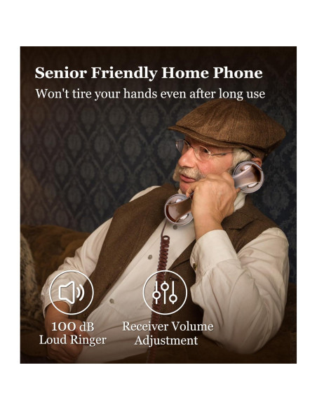 Teléfono de Pared Retro Sangyn de Madera Roja con Timbre Fuerte