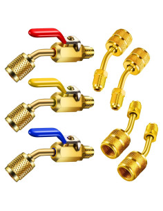 Válvula de Bola en Ángulo Mudder 1/4" y Adaptadores 7 Piezas