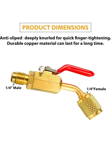 Válvula de Bola en Ángulo Mudder 1/4" y Adaptadores 7 Piezas