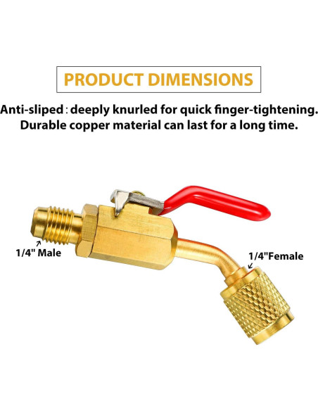 Válvula de Bola en Ángulo Mudder 1/4" y Adaptadores 7 Piezas