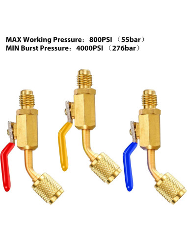 Válvula de Bola en Ángulo Mudder 1/4" y Adaptadores 7 Piezas