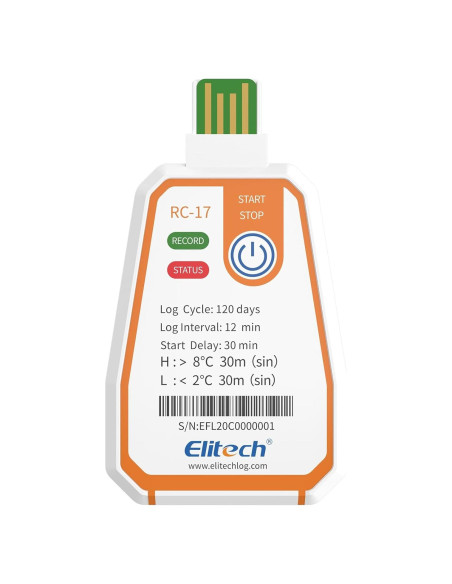 Registrador de Datos de Temperatura Elitech RC-17 USB -30 a 70C