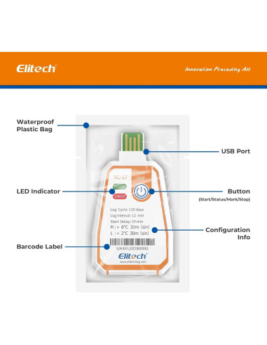 Registrador de Datos de Temperatura Elitech RC-17 USB -30 a 70C