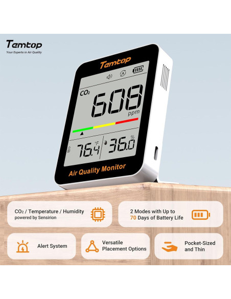 Monitor de Calidad del Aire Temtop C1 y Termómetro T1