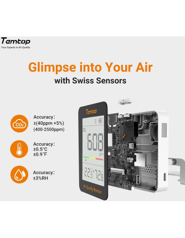 Monitor de Calidad del Aire Temtop C1 y Termómetro T1