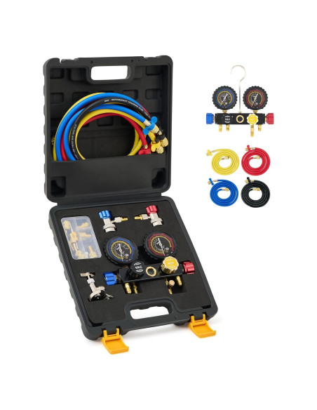 Conjunto de Manómetros de AC 4 Vías Orion Motor Tech R134a R22 R410a