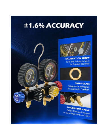 Conjunto de Manómetros de AC 4 Vías Orion Motor Tech R134a R22 R410a