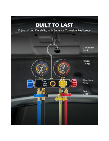 Conjunto de Manómetros de AC 4 Vías Orion Motor Tech R134a R22 R410a