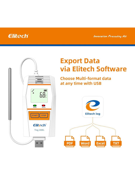Registrador de Datos Elitech Tlog 100EL -196C a +150C Paquete de 4