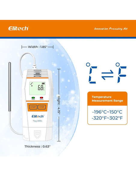 Registrador de Datos Elitech Tlog 100EL -196C a +150C Paquete de 4