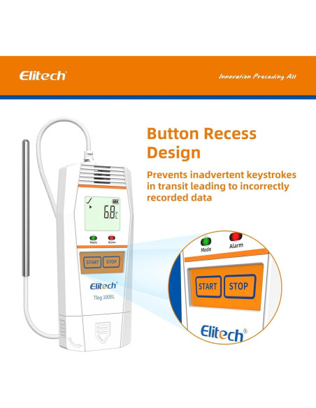 Registrador de Datos Elitech Tlog 100EL -196C a +150C Paquete de 4