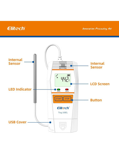 Registrador de Datos Elitech Tlog 100EL -196C a +150C Paquete de 4