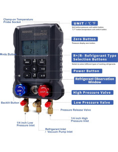 Manómetro Digital Rogvoc RV-521-1 para Refrigerantes HVAC 2
