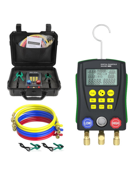 Manómetros Digitales HVAC MOTOCOCHE R410A R22 2 Vías