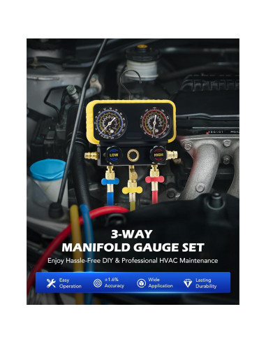 Kit de Manómetros de A/C Orion Motor Tech para Refrigerantes