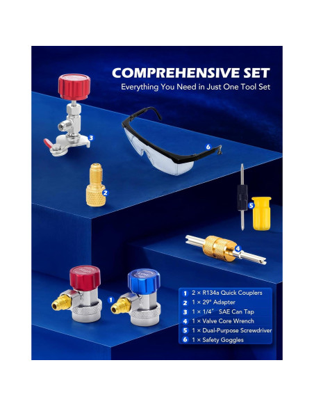 Kit de Manómetros de A/C Orion Motor Tech para Refrigerantes