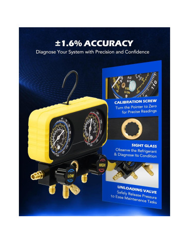 Kit de Manómetros de A/C Orion Motor Tech para Refrigerantes