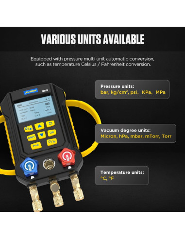 Manómetro Digital AUTOOL LM160 para Refrigerantes HVAC