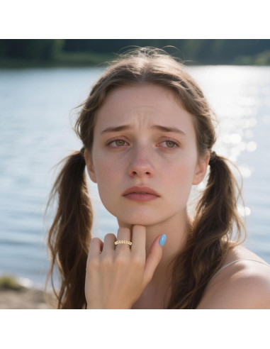 Anillo Fidget de Ansiedad Ajustable Oro para Mujeres - 2 Paquetes