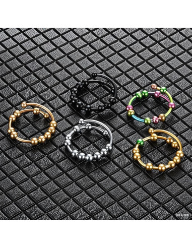 Anillo Fidget de Ansiedad Ajustable Oro para Mujeres - 2 Paquetes