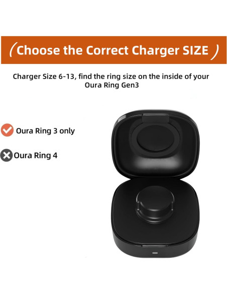 Estuche de Carga Inalámbrico WONJOY para Oura Ring Gen3 Negro Estuche de Carga Inalámbrico WONJOY para Oura Ring Gen3 Negro