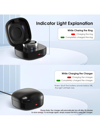 Estuche de Carga Inalámbrico WONJOY para Oura Ring Gen3 Negro