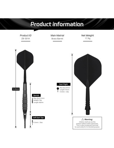 Dardos de Punta Plástica CyeeLife 12 Pcs 18 Gramos para Tablero Electrónico