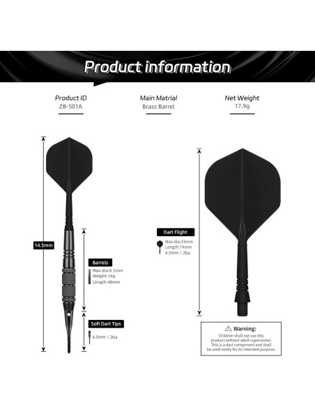 Dardos de Punta Plástica CyeeLife 12 Pcs 18 Gramos para Tablero Electrónico