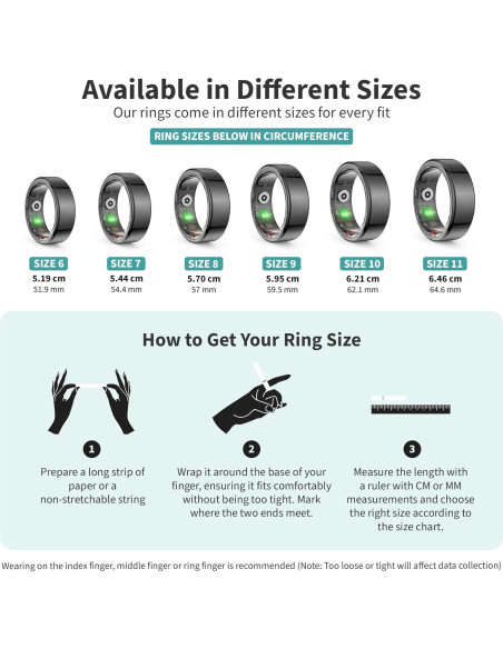 Anillo Inteligente Vital Health para Mujeres y Hombres - Tamaño 11 Anillo Inteligente Vital Health para Mujeres y Hombres - Tamaño 11