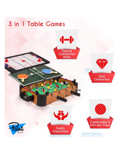 Mesa de Juegos 3 en 1 Point Games - Hockey, Futbolín y Tenis de Mesa 2