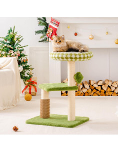 Torre para Gatos Mewoo Grande Verde con Rascador y Perchero 2