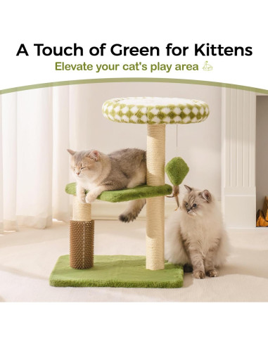 Torre para Gatos Mewoo Grande Verde con Rascador y Perchero