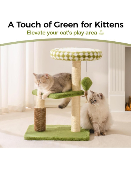 Torre para Gatos Mewoo Grande Verde con Rascador y Perchero