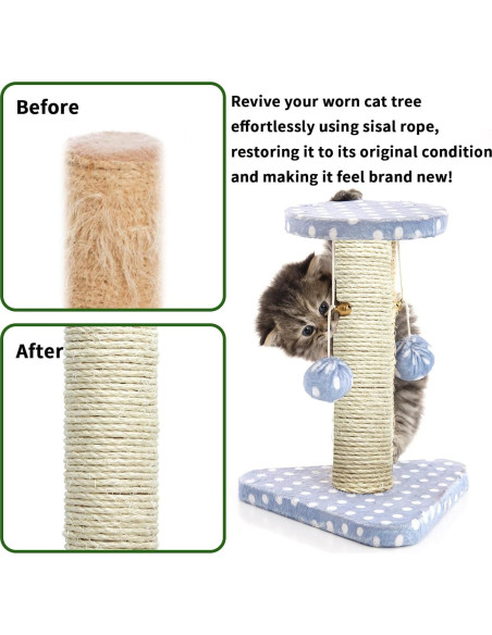 Cuerda de sisal natural 8mm x 30m para rascadores de gatos