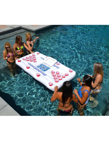 Mesa Flotante Beer Pong GoPong con Enfriador y Portavasos