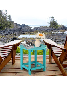 Mesa Lateral Redonda LZRS Turquesa para Patio y Jardín 2