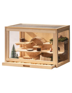 Jaula de Hámster de Madera Mewoo 60x40x40 cm con Accesorios