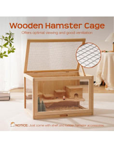 Jaula de Hámster de Madera Mewoo 60x40x40 cm con Accesorios 2