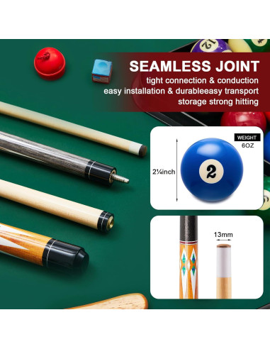 Juego de Billar Liliful con 16 Bolas, 4 Palos y Accesorios