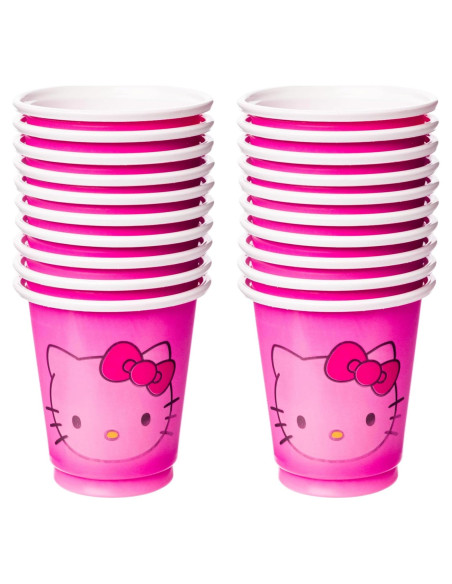 Paquete de 20 Vasos Mini Plásticos Rosados Hello Kitty 59 ml