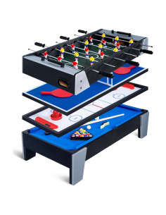 Mesa de Juego Múltiple RAYKEEP 4 en 1 para Niños - Billar, Hockey, Futbolín y Tenis de Mesa