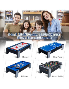 Mesa de Juego Múltiple RAYKEEP 4 en 1 para Niños - Billar, Hockey, Futbolín y Tenis de Mesa 2