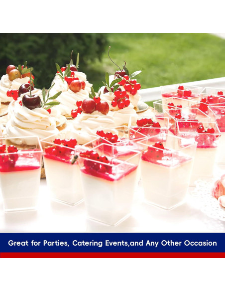 JOLLY CHEF 100 Copas de Postre Mini 3 oz Plástico Claro Cuadradas