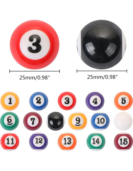Juego de 16 Bolas de Billar Miniatura TOSAMZOO 25mm