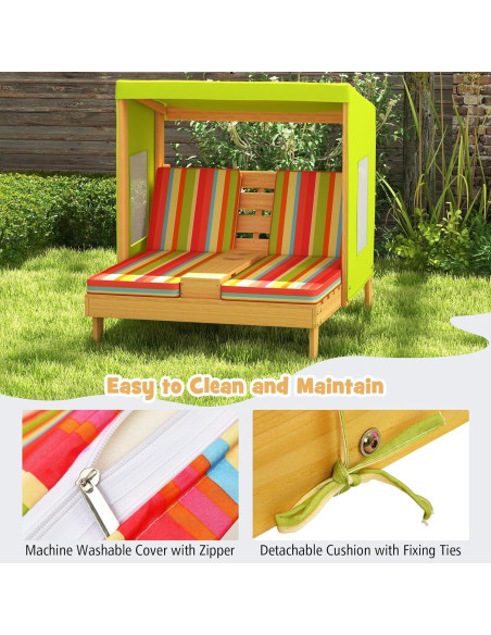 Silla Lounge Doble para Niños HONEY JOY con Dosel y Portavasos