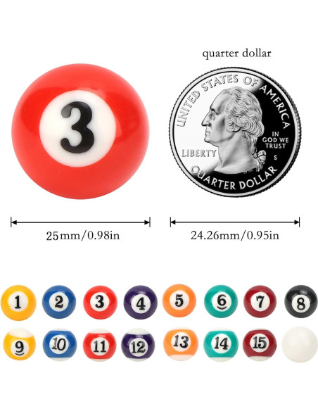Juego de Bolas de Billar Mini 16PCS Haosie 2.5cm Resina